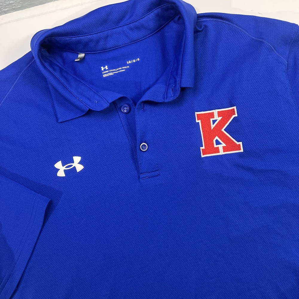 Under Armour Loose Men Size Large Blue "K Athletics" Sports Polo Shirt‎ SS